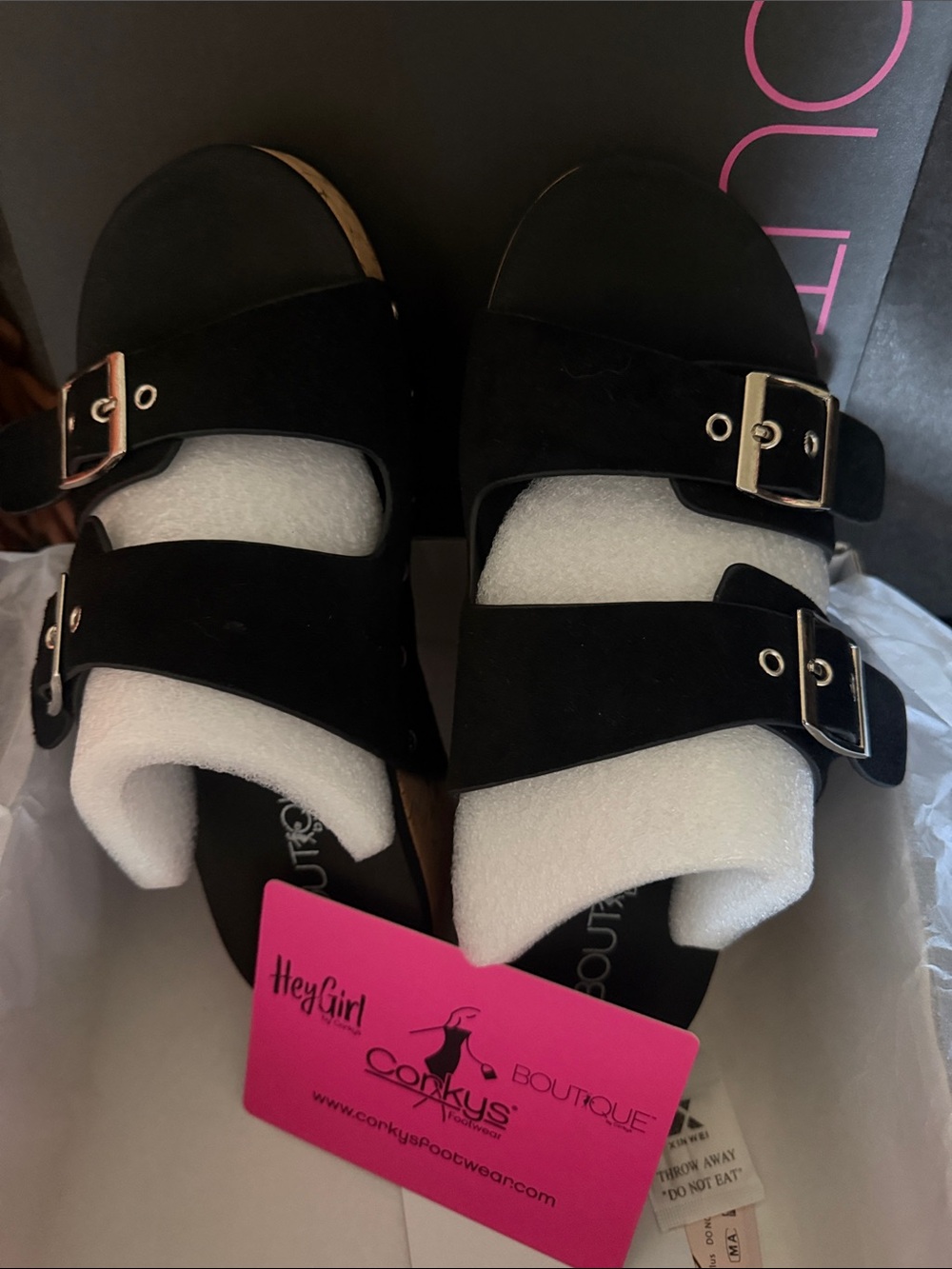 Corkys Black Double-Buckle Kids Sandals